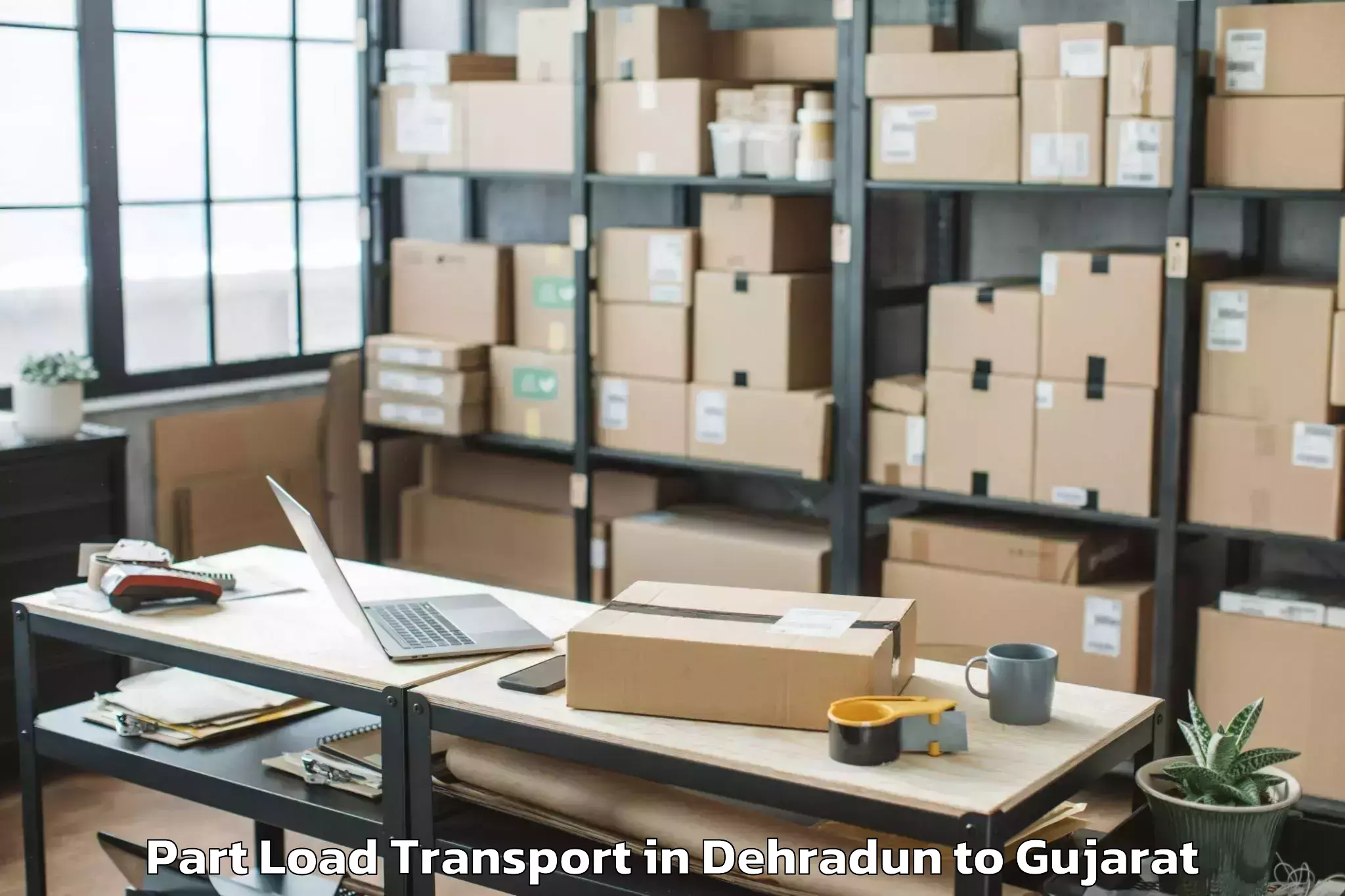 Hassle-Free Dehradun to Delvada Part Load Transport